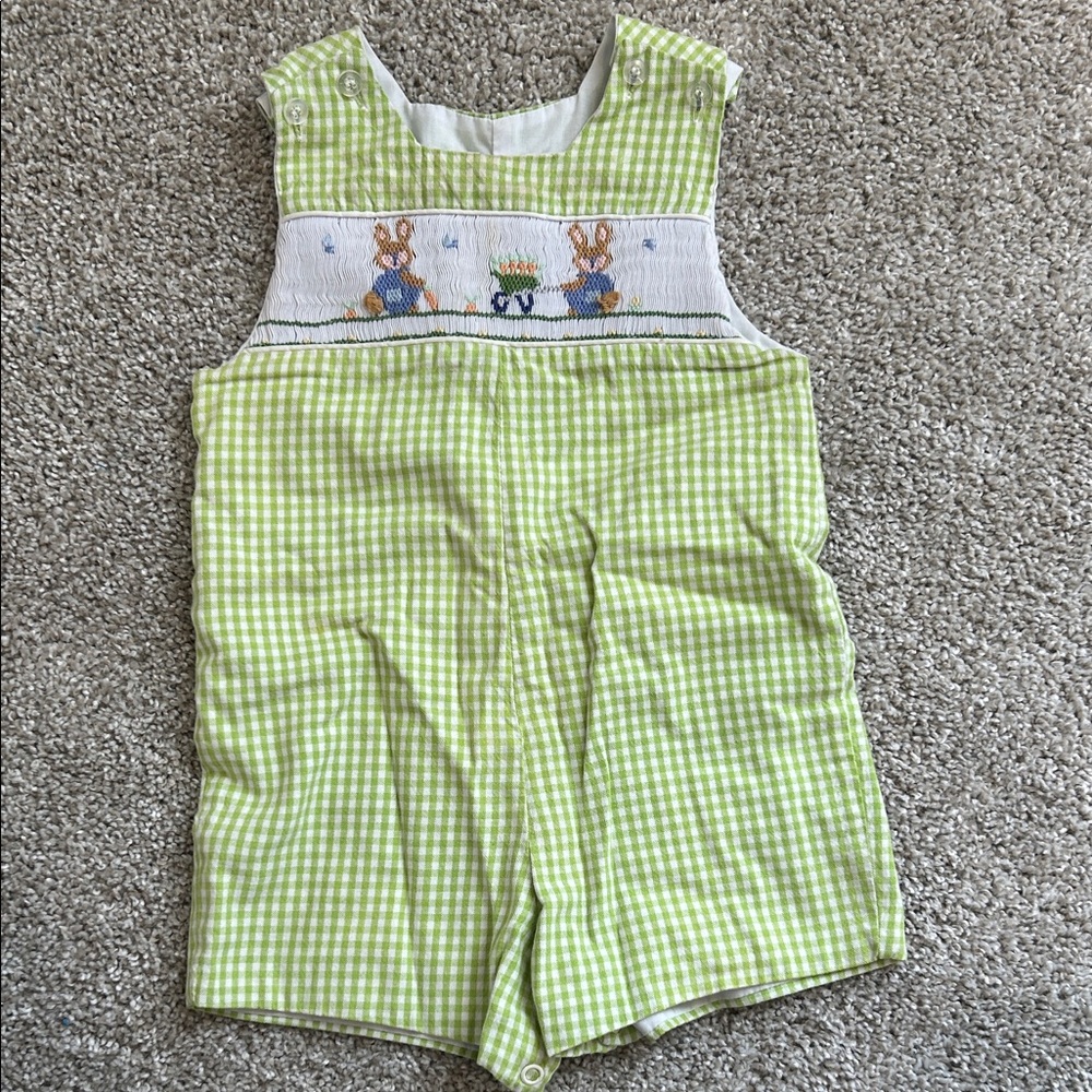 Green Gingham boys Easter Jon Jon
